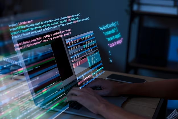 A man writes code on a computer